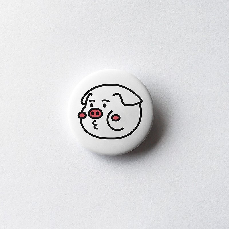 Cheeky cheeky pig pin 01 thick-faced pig badge / pin - Badges & Pins - Plastic White