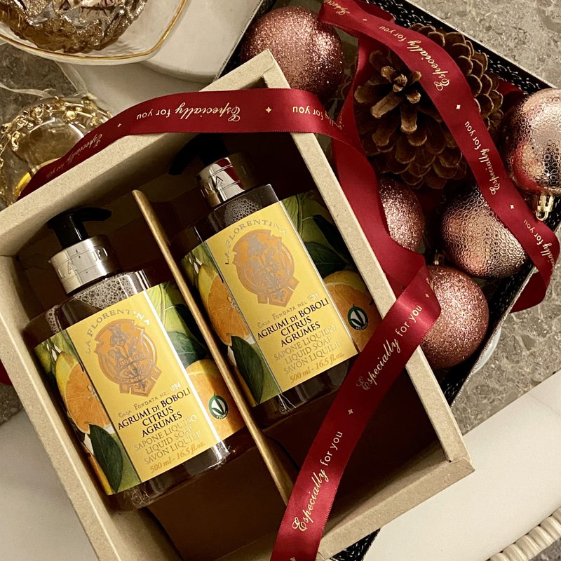 [Handwashing Gift Box] Italian Fragrance Hand Wash-Boboli Citrus Double Gift Box Set with Card - ผลิตภัณฑ์ล้างมือ - วัสดุอื่นๆ สีส้ม