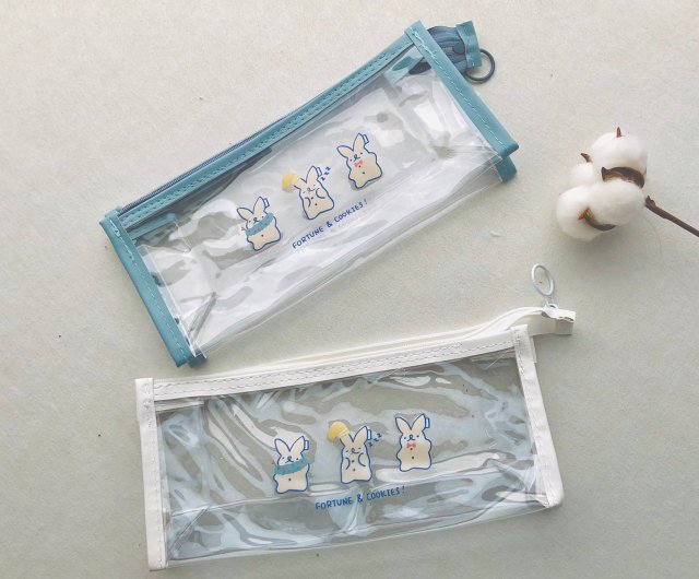 Kawaii Bunnies Clear Transparent Pencil Case