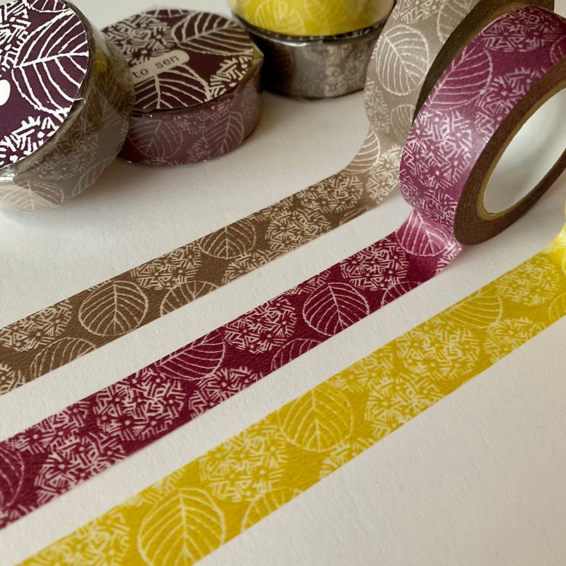 【倉敷意匠】点と線模様製作所 - 繡球花紙膠帶 3種顏色 - 紙膠帶 - 紙 