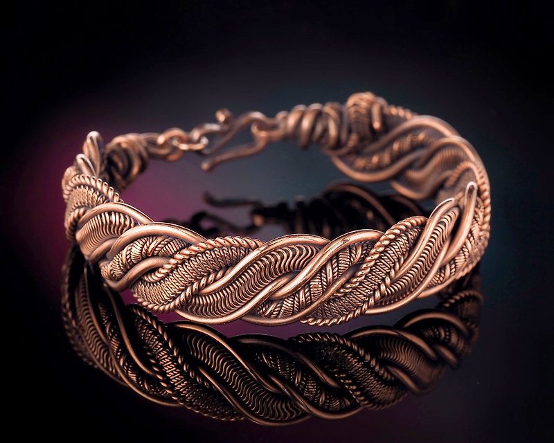 Unique handmade copper bracelet for woman Wire woven copper jewelry One of kind