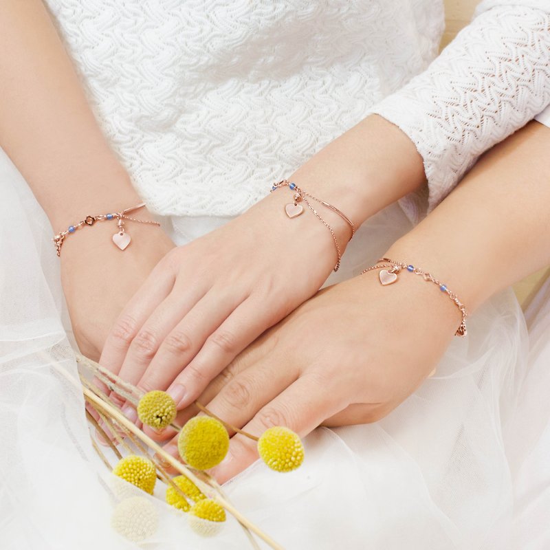 [Christmas gift] 3 into the group _ bridesmaid gift rose blue agate Deep Love custom bracelet