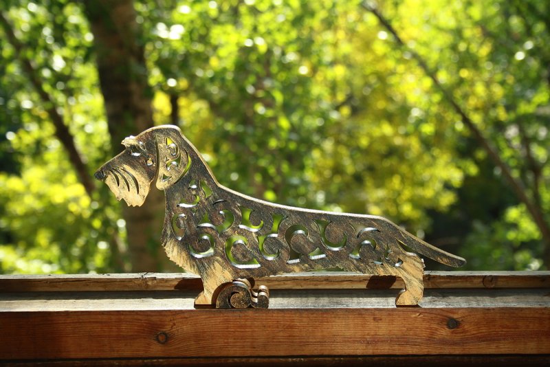 Statuette Wirehaired dachshund figurine made of wood - ของวางตกแต่ง - ไม้ 