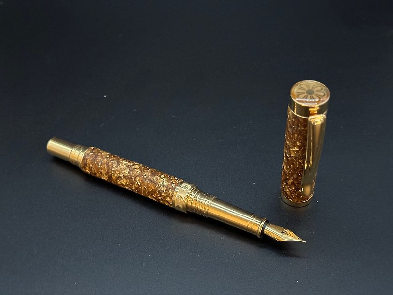 DK51-02 Gold sparkle handmade fountain pen - ปากกาหมึกซึม - ทอง 24 เค 
