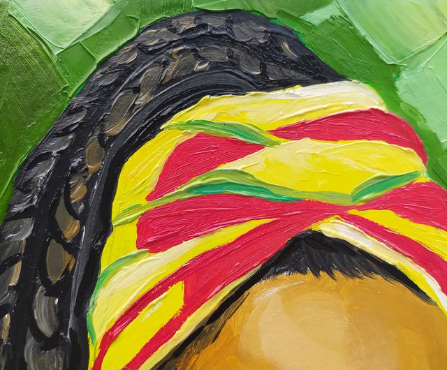 アフリカの女性の肖像油絵オリジナルアートアートワークアフリカの女性