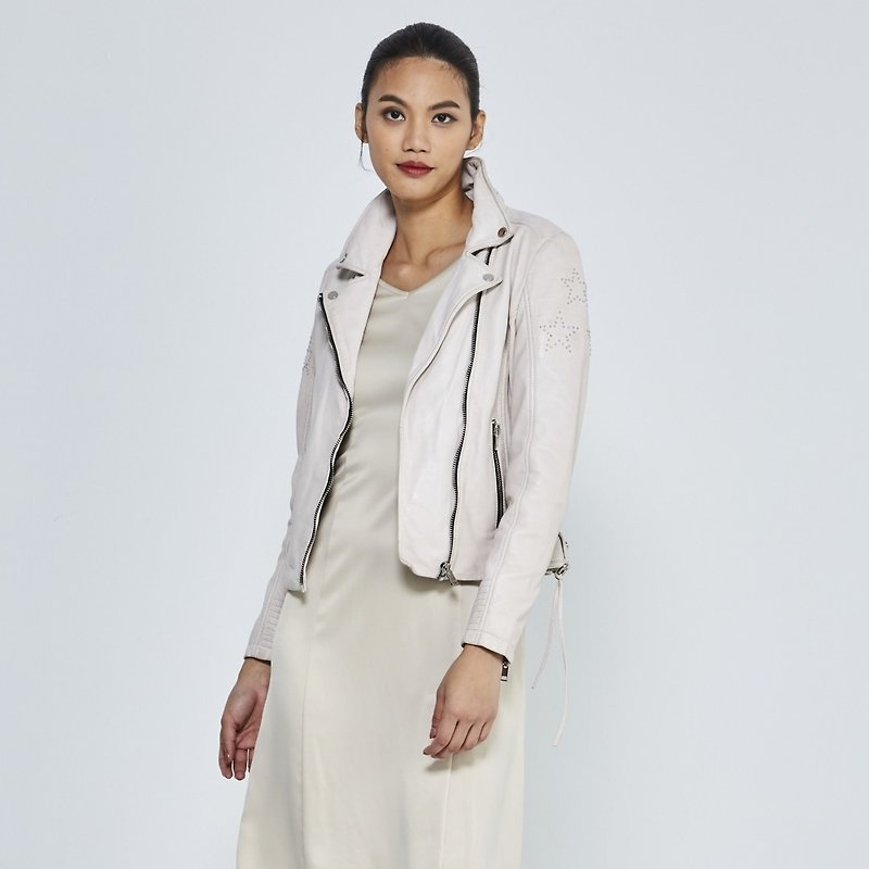 [Refurbished] [Germany GIPSY] WanaSF offwhite rock star white knight jacket - Women's Casual & Functional Jackets - Genuine Leather White