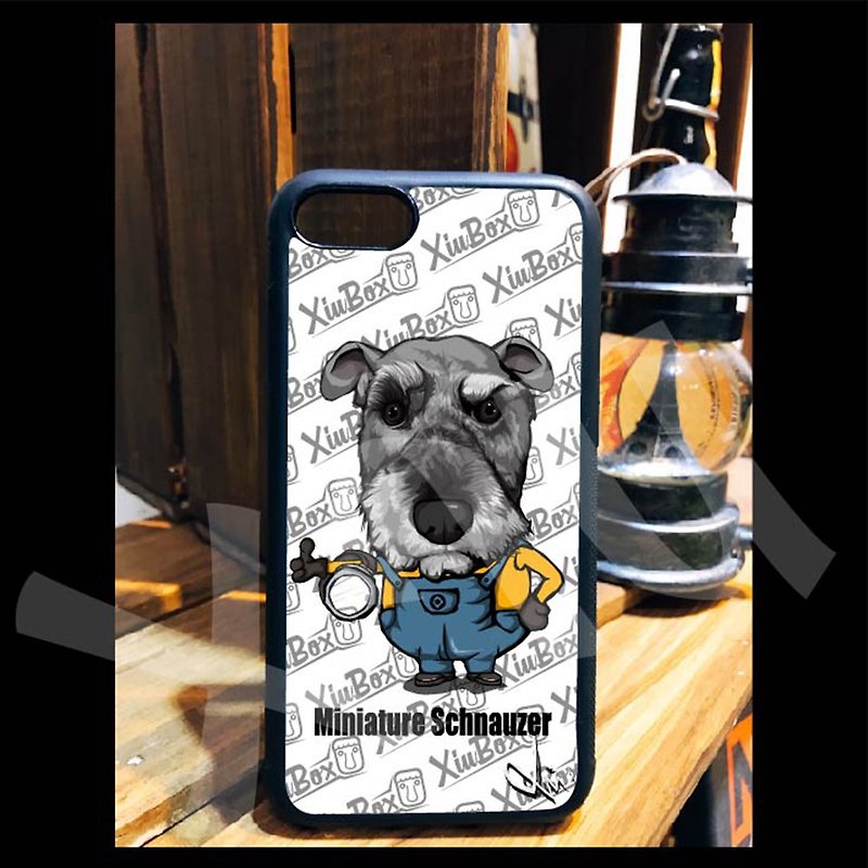 Schnauzer soldier hand-painted illustration customized mobile phone case iPhone 13 12 11 XR 8 7