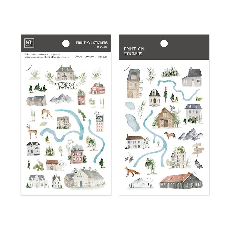 MU Print-On Stickers 67 Travel Map| 2/Pkg | Journal、Scrapbook、Bujo |