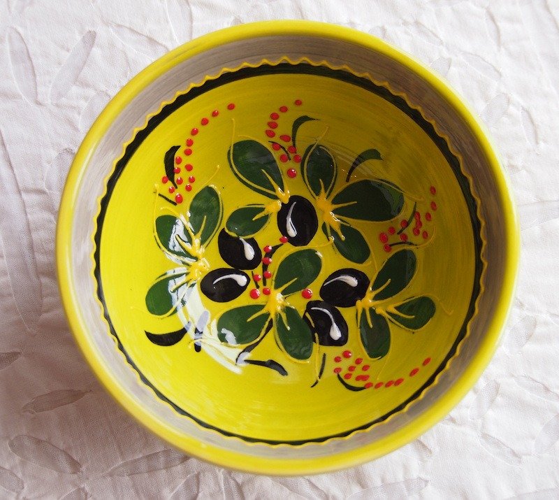 French painted ceramic bowl - ถ้วยชาม - เครื่องลายคราม สีเขียว