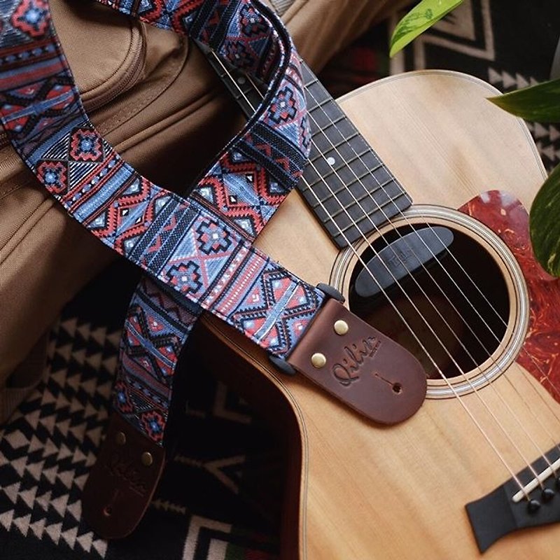 Blue Retro Style Guitar Strap - Guitars & Music Instruments - Genuine Leather Blue