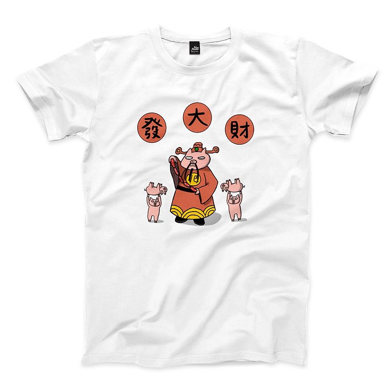 Pig God of Wealth Make a Fortune-White-Neutral T-shirt