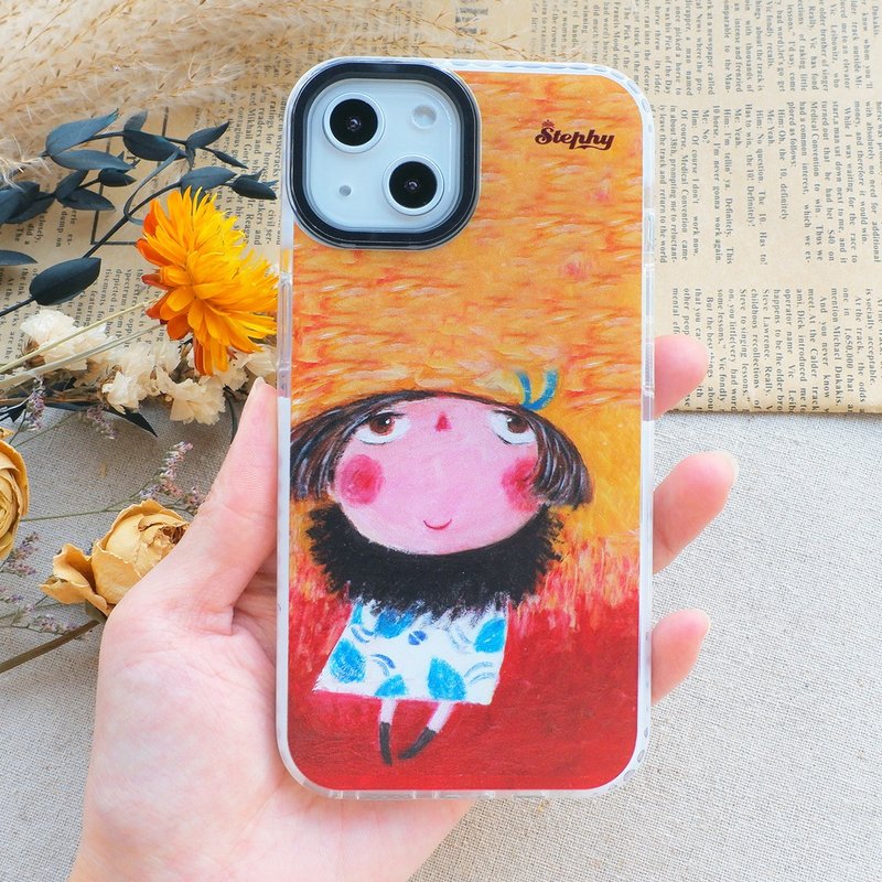 [Customized gift] Late autumn double-layered two-color transparent iPhone 15 mobile phone case_comes with mobile phone tablecloth - เคส/ซองมือถือ - พลาสติก 