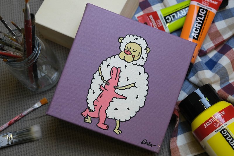give a hug - ภาพวาดบุคคล - อะคริลิค สีม่วง
