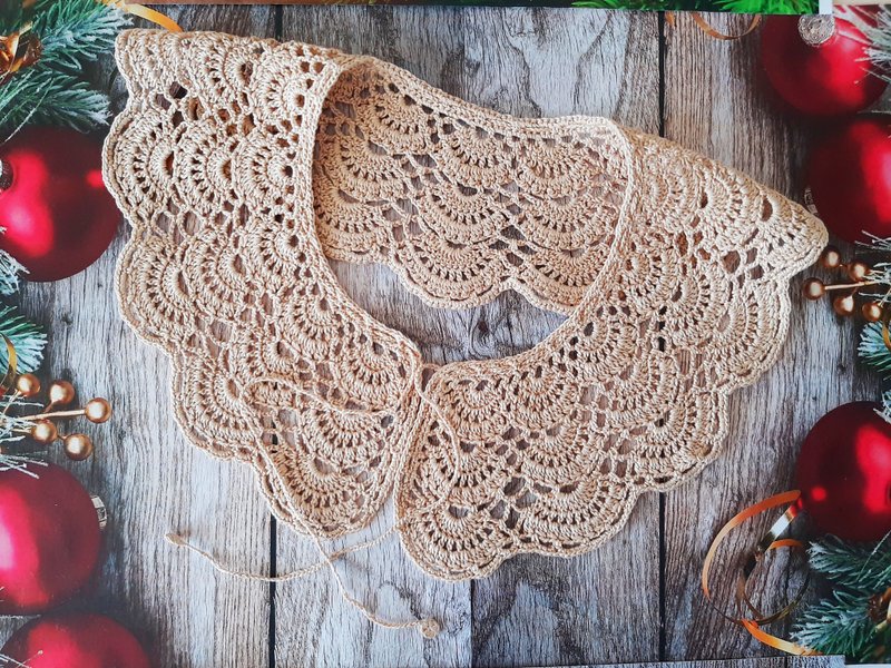 Cottagecore style collar Detachable lace cotton collar for women - 鎖骨鍊 - 棉．麻 金色