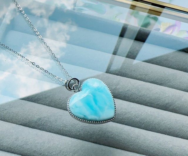 Larimar Stone Falling Water Drop Necklace