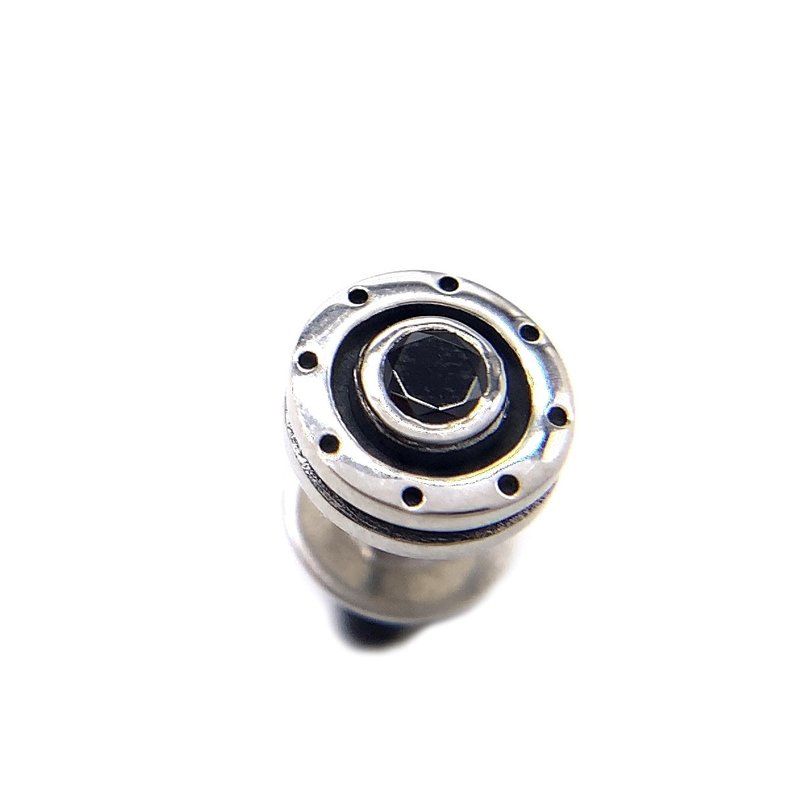 ブラック/シルバー925 ピアス/片耳用/シンプル/シルバーアクセサリー メンズ/男性プレゼント/pe16 - 耳環/耳夾/耳骨夾 - 銀 銀色