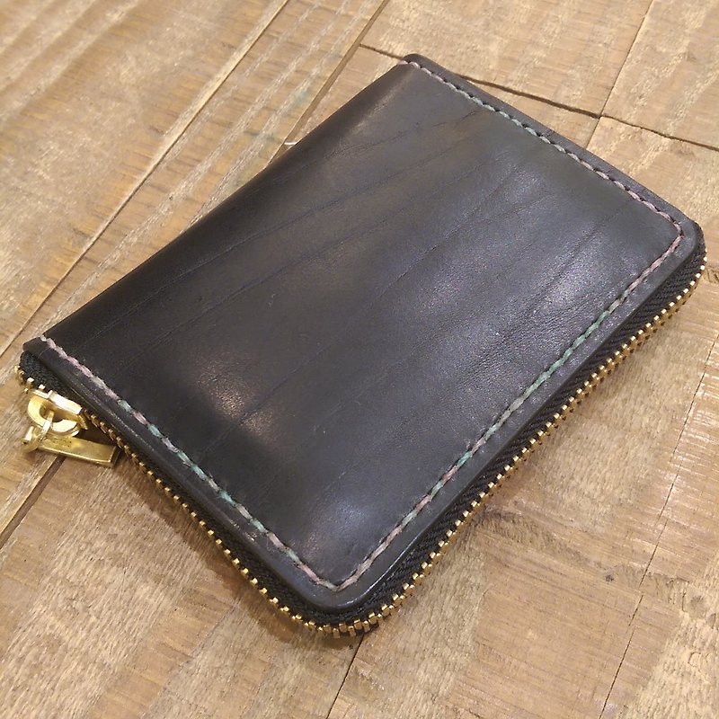 Handmade hand-dyed leather multi-purpose wallet (free printing and embroidering)