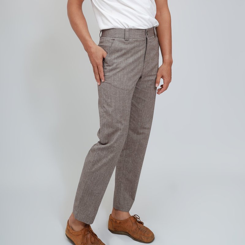 Men Cotton Pants, Cotton Linen Pants, Summer pants, Ron, Brown - 女長褲 - 棉．麻 咖啡色