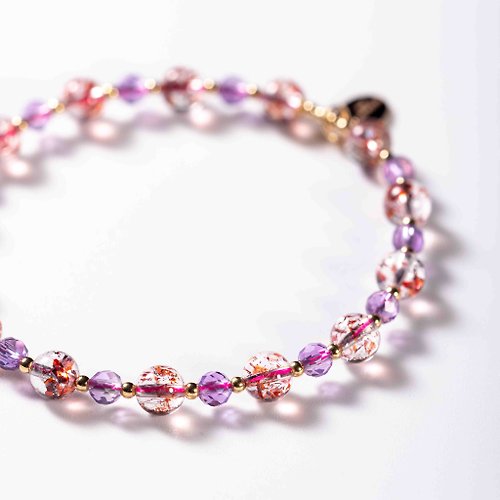 Pink Laboratory 粉紅製造 金草莓晶紫水晶14KGF手鍊 | 天然水晶愛情招財手鏈