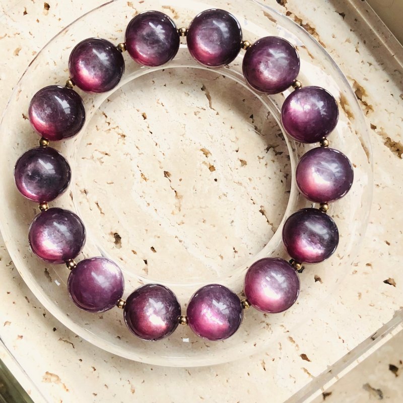 ITS-B601【設計款・ㄧ圖一物・紫鋰雲母】精品天然石水晶手鍊手環 - 手鍊/手環 - 寶石 紫色