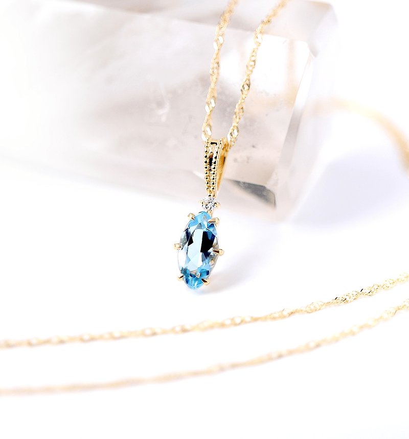 K18 Santa Maria Aquamarine &amp; Diamond Pendant Top ~ Ello Luculia ~