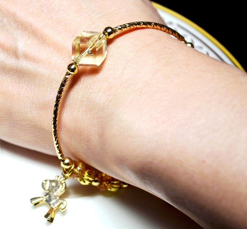 ポニーアミューズメントパーク-ナチュラルイエローシトリンブレスレット - ブレスレット - クリスタル イエロー