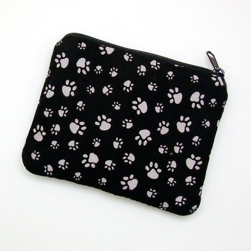 Zipper pouch / coin purse (padded) (ZS-243) - กระเป๋าใส่เหรียญ - ผ้าฝ้าย/ผ้าลินิน สีดำ