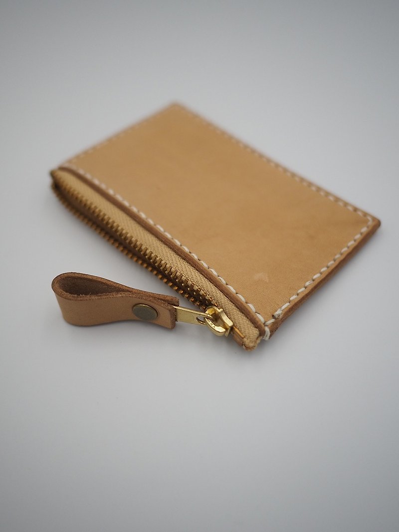 Primary color vegetable tanning-rectangular small coin purse - กระเป๋าใส่เหรียญ - หนังแท้ สีนำ้ตาล