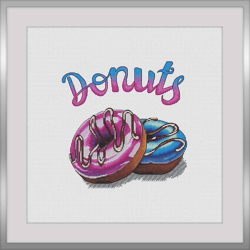 Donuts Cross Stitch Pattern PDF. Scheme for embroidery - เย็บปัก/ถักทอ/ใยขนแกะ - งานปัก 
