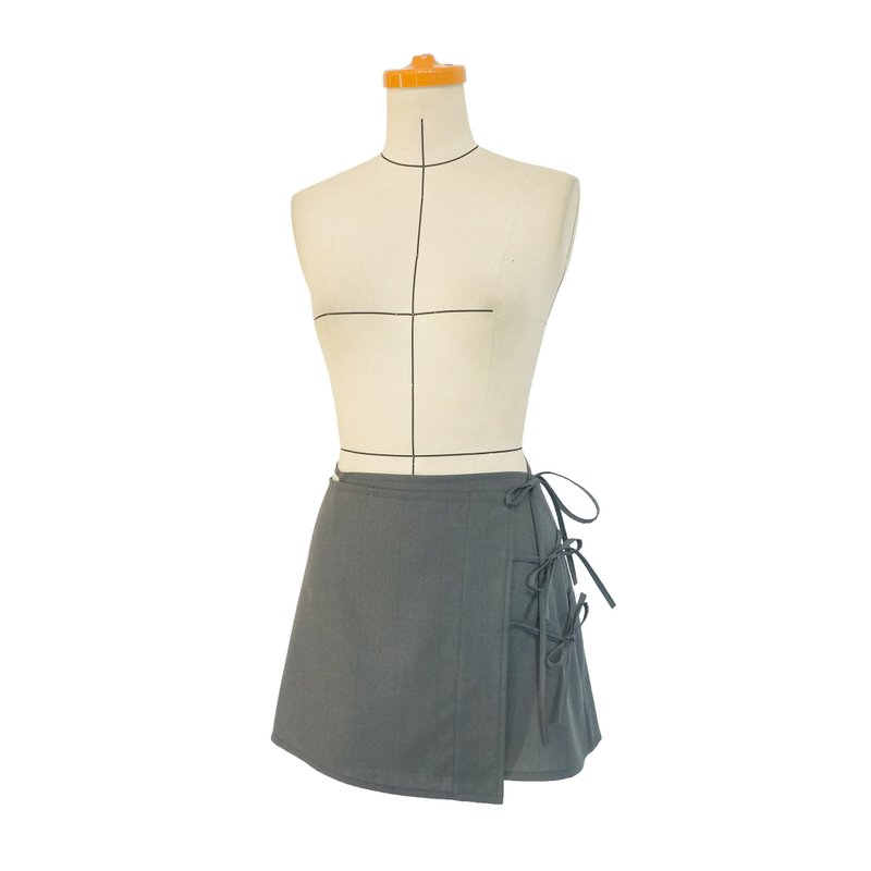 Aman No.88 strappy one-piece skirt, gray suit, light wool - กระโปรง - ขนแกะ 