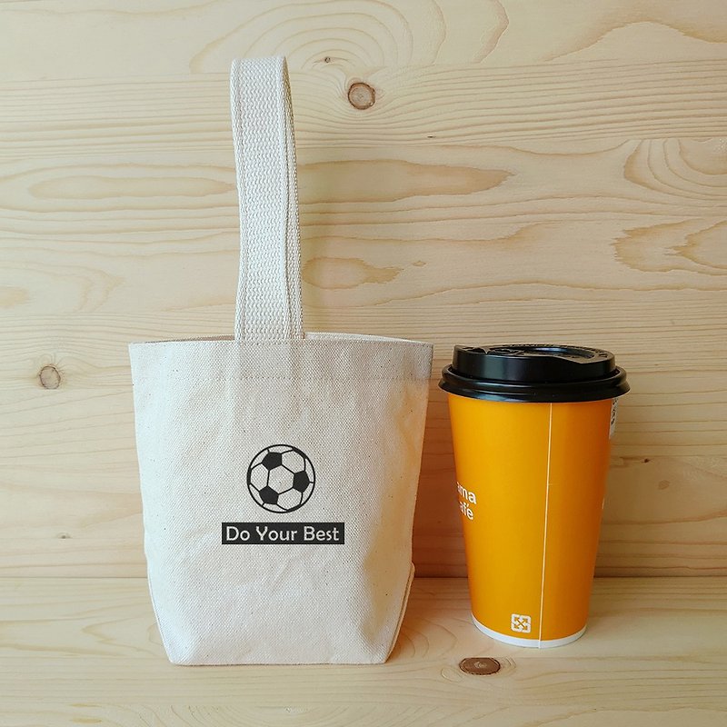 Love sports_Football cup drink bag - ถุงใส่กระติกนำ้ - ผ้าฝ้าย/ผ้าลินิน ขาว