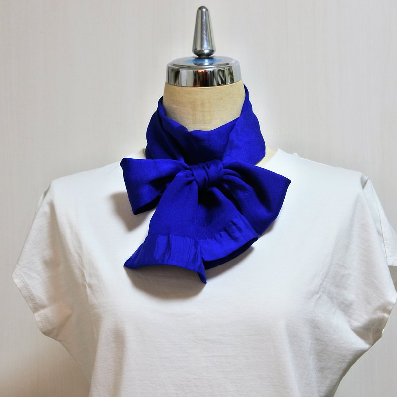 着物リメイク　帯揚げで作ったストール - マフラー・ストール - シルク・絹 ブルー