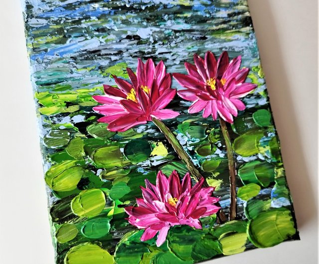 【国内配送】 ウォール テクスチャード スイレンアクリル画 アート ピンク – 絵画