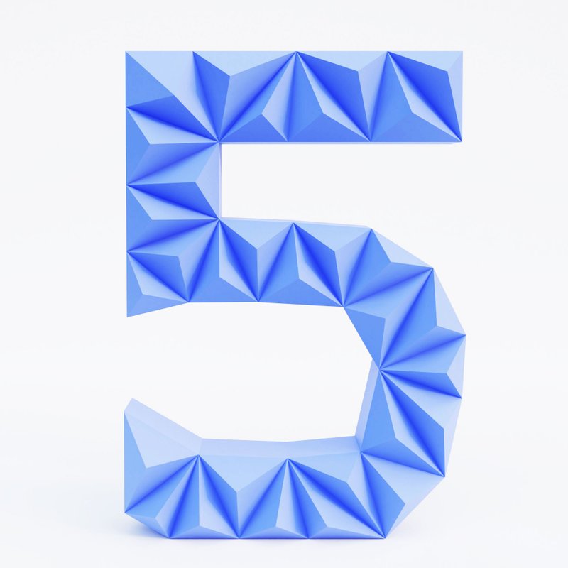 DIY Paper Number Five 3D Papercraft Printable PDF, height 50 cm - 手工藝教學/工具書 - 其他材質 