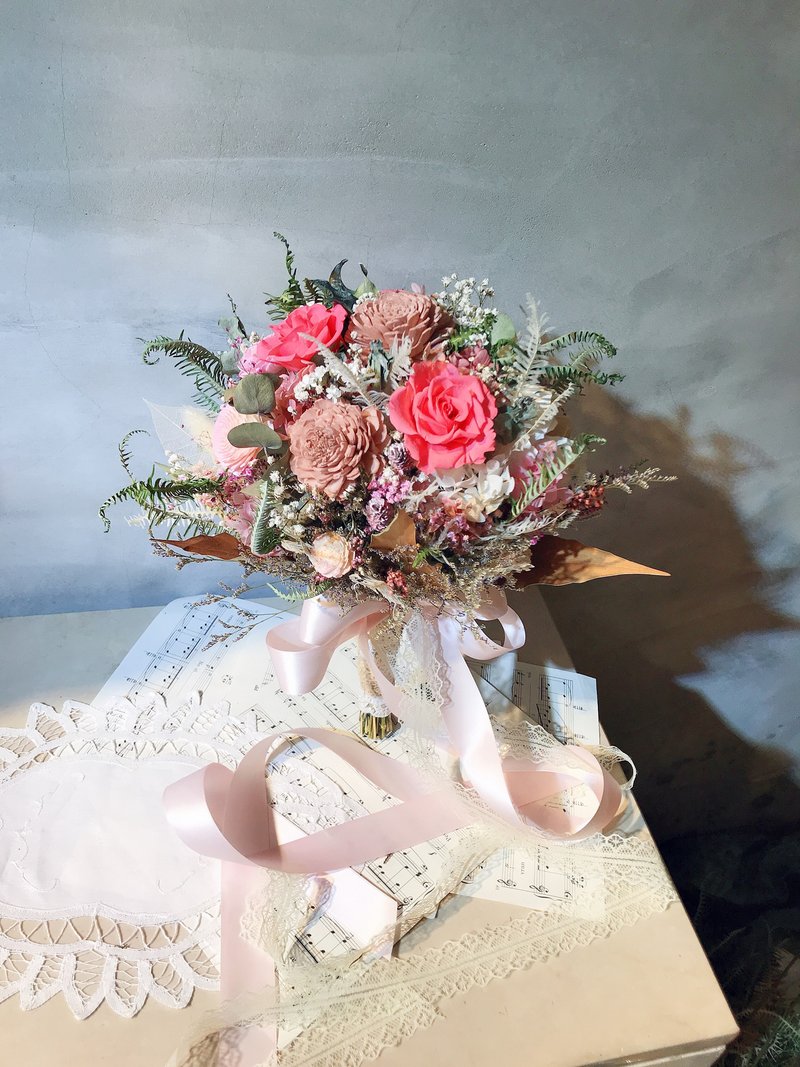 不經意的陽光橘紅。結婚捧花 乾燥花 永生花 - 乾燥花/永生花 - 植物．花 橘色