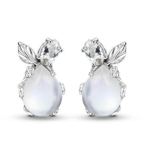 Be'shine Jewelry Official Earrings Aurora of T'Sea - Brazilian Clear Quartz with Pearl shell