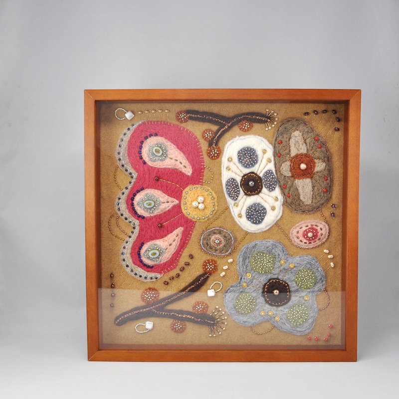 訳あり品　ファブリックパネル　32×32センチ - 壁貼/牆壁裝飾 - 羊毛 橘色