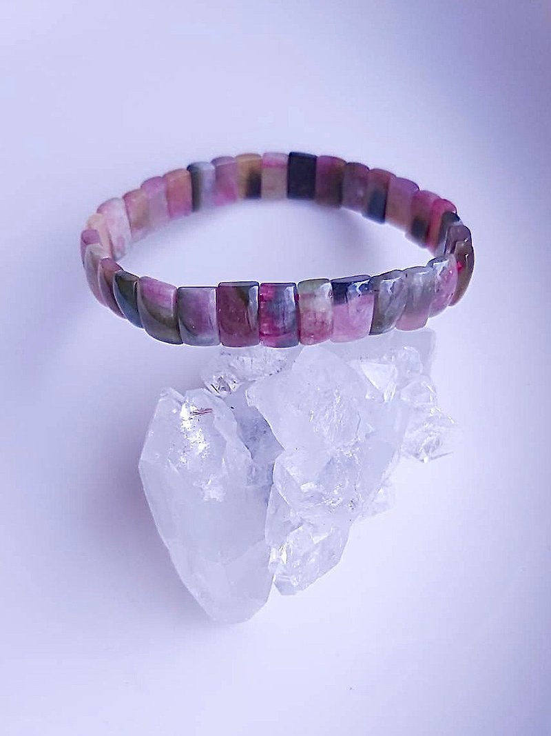 Xinchen - old mineral watermelon tourmaline hand row - Bracelets - Crystal Multicolor