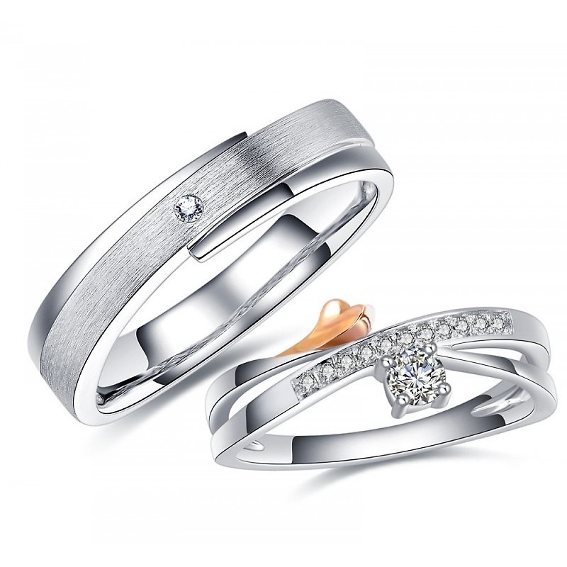 結婚推薦のための愛の誓いダイヤモンドホワイトスチールペアリングの提案（リングは値上げなしで増加します） - ペアリング - ダイヤモンド シルバー