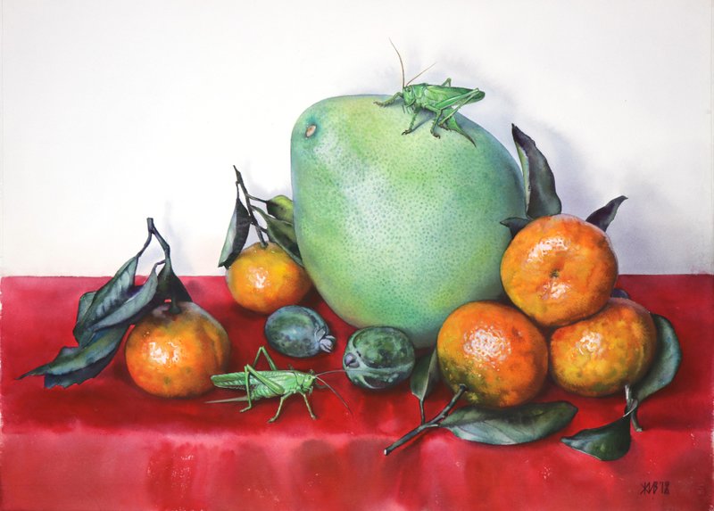 Fruit hand painted watercolor, handmade paintings, wall art, home wall decor - 壁貼/牆壁裝飾 - 紙 多色