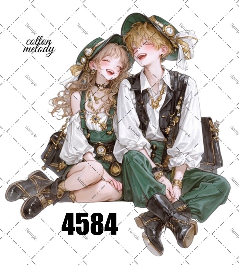 original sticker no.4584 人物ステッカー オリジナルステッカー オリジナル人物ステッカー 装飾ステッカー cotton melody - 貼紙 - 紙 