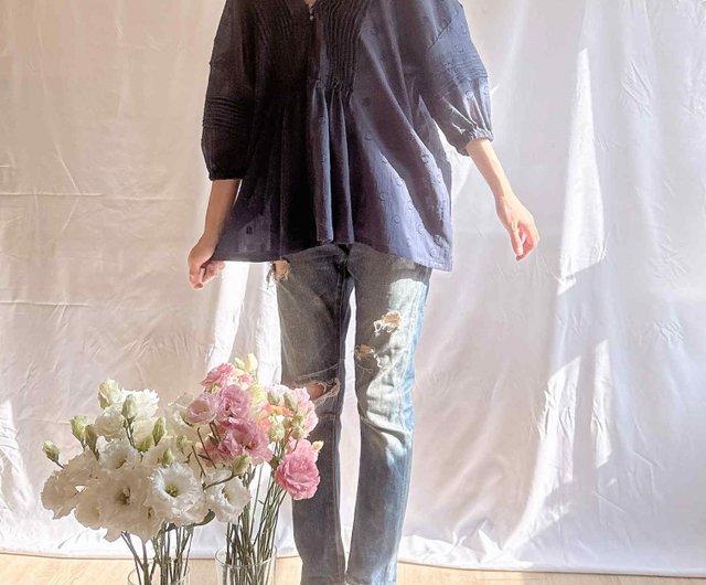 プリーツプリーツ　Ｖネック　７分袖　　花柄 プリーツプリーツ Vネック 7分袖 花柄 PLEATS PLEASE ISSEY