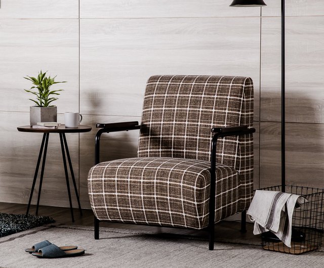 Brown Plaid Sofa