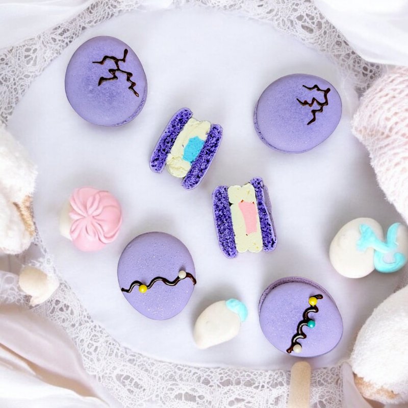 Egg Macaron-Baby Gender Party (6 pieces) - เค้กและของหวาน - อาหารสด 