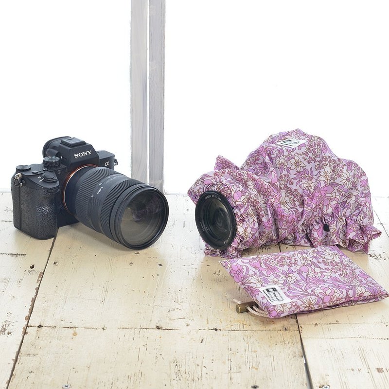 Rain cover for mirrorless interchangeable-lens cameras, size M / flower pink purple - Camera Straps & Stands - Nylon Multicolor