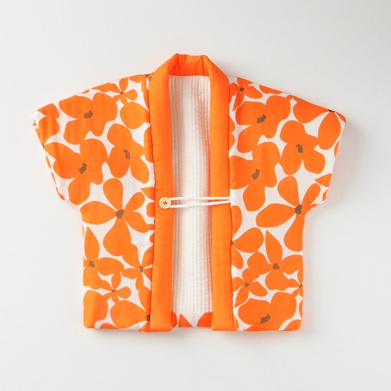Hand-stitched children's flower lover(flower smile) - Coats - Cotton & Hemp Orange