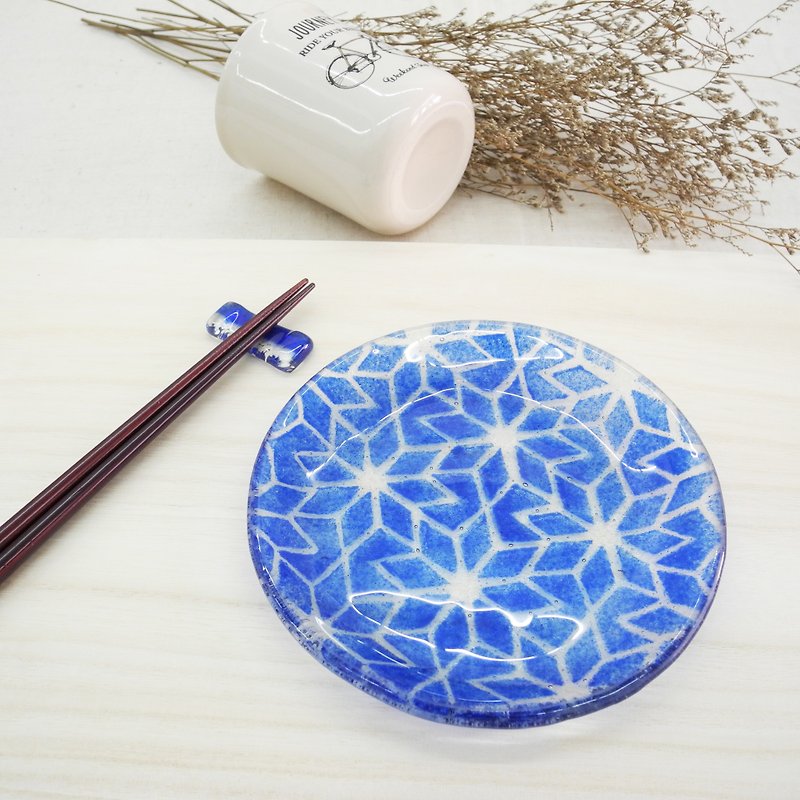 Highlight Also - Kiln Burning Glass Plate / Tile Series - Blue - Small Plates & Saucers - Glass Blue