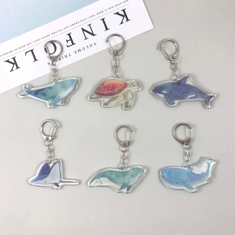 Shimmering Ocean-Illustration Keychain - ที่ห้อยกุญแจ - อะคริลิค สีน้ำเงิน