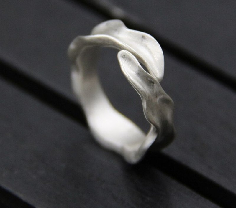 Real S 999 Silver Fine Jewelry for Women Irregular Design Handmade Brushed Leaf - General Rings - Sterling Silver Silver