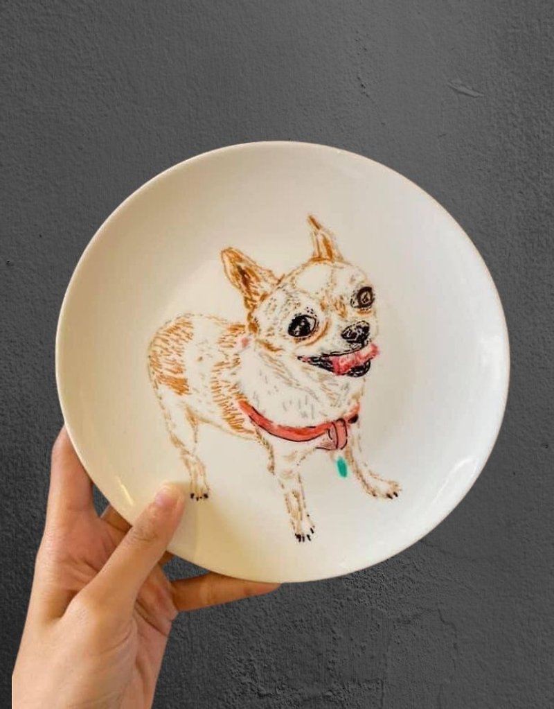 客製化寵物手繪陶瓷盤 - 咕𠱸/飾品訂製 - 瓷 白色